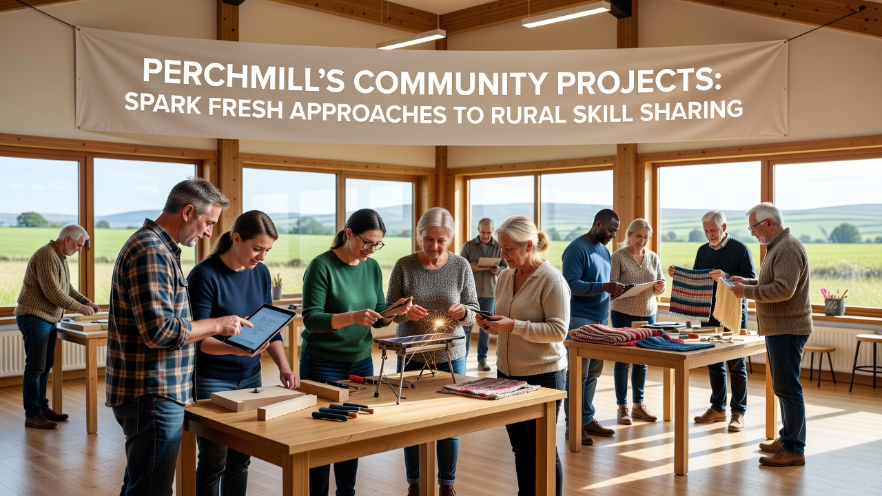 Group discussion during a rural skill sharing event in Perchmill village hall
